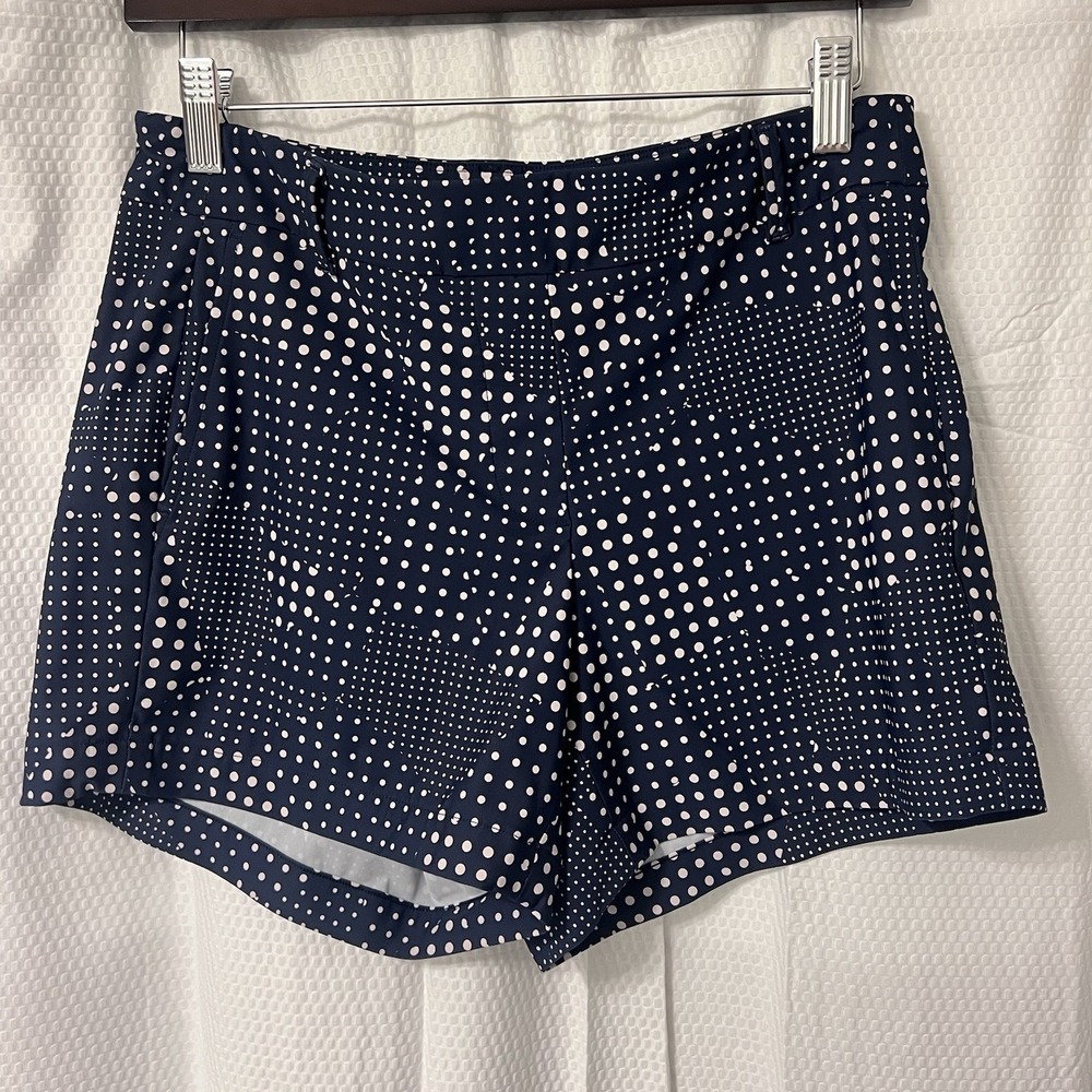 Spanx‎ Womens Sunshine Shorts 4" Slimming Navy Size Small Patchwork Polka Dot